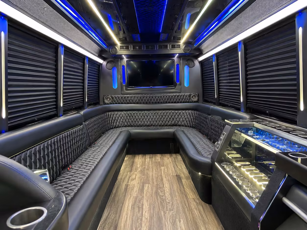 25 passenger party bus interior