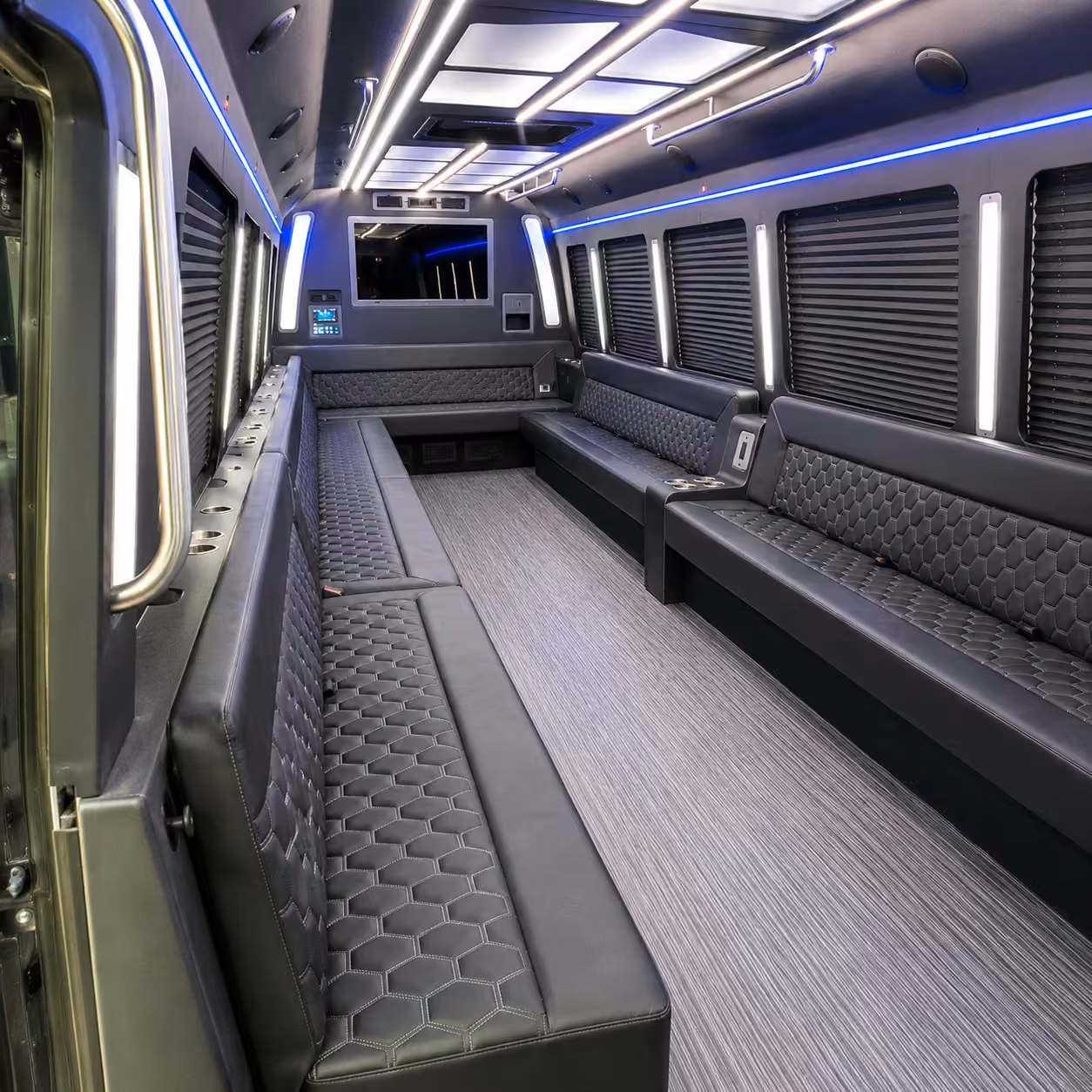 28 passenger party bus inside